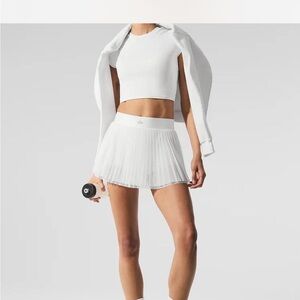 ALO Yoga White Mini Pleated Skirt